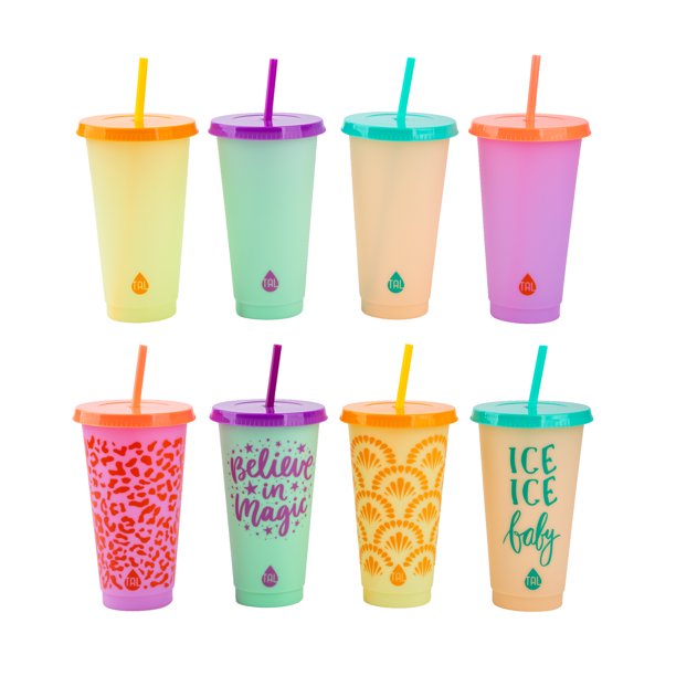 TAL Color Changing Cup with Lid and Straw 24oz, Pattern